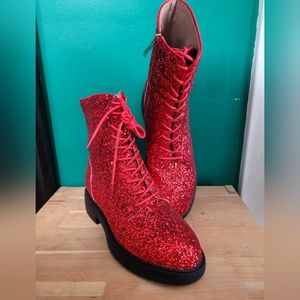 Red glitter boots